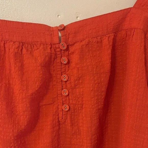 Madewell Red Square-Neck Short Sleeve Blouse - Picture 2 of 5